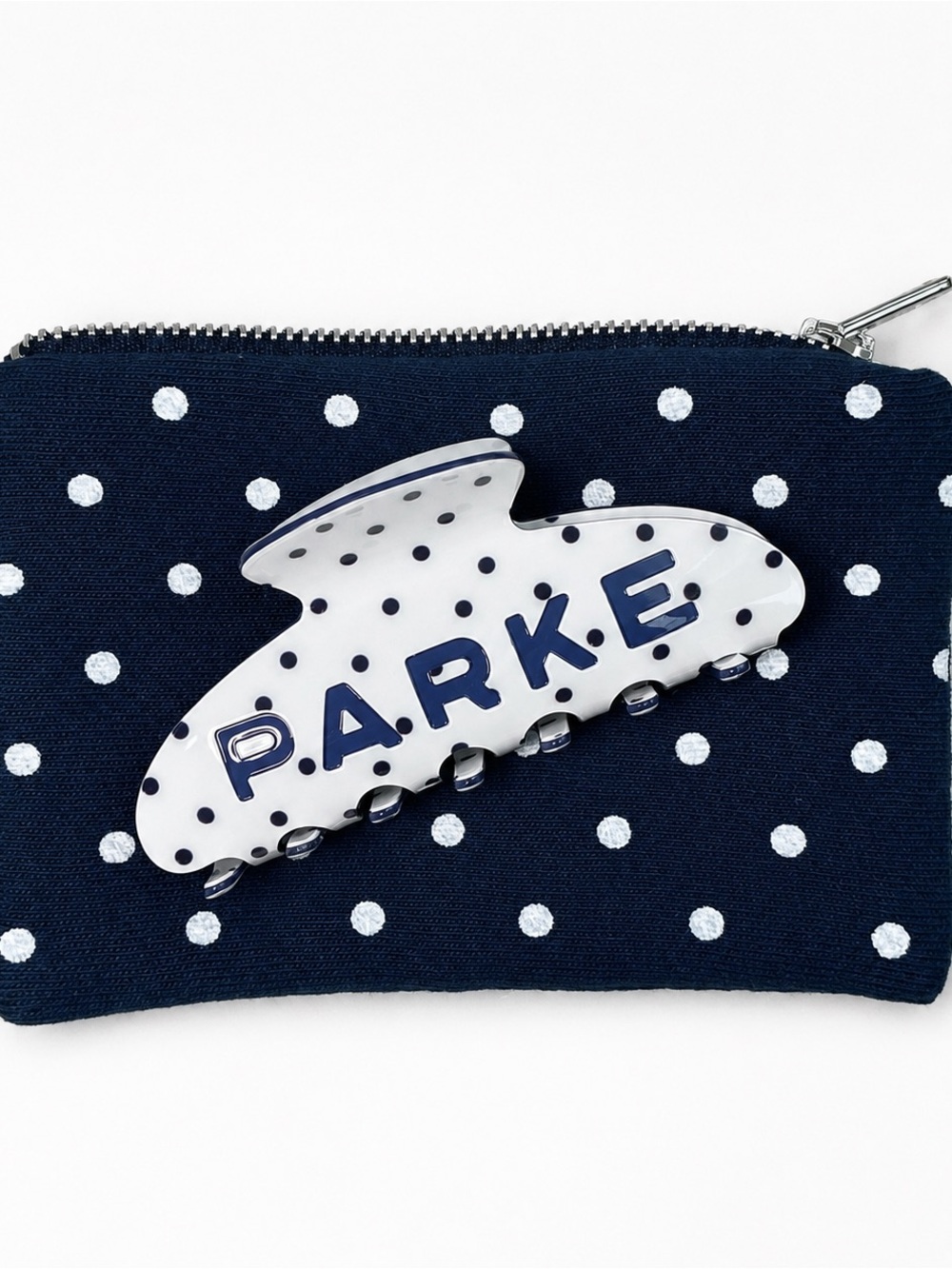 Parker White and Navy Polka Dot Kids Hair Claw